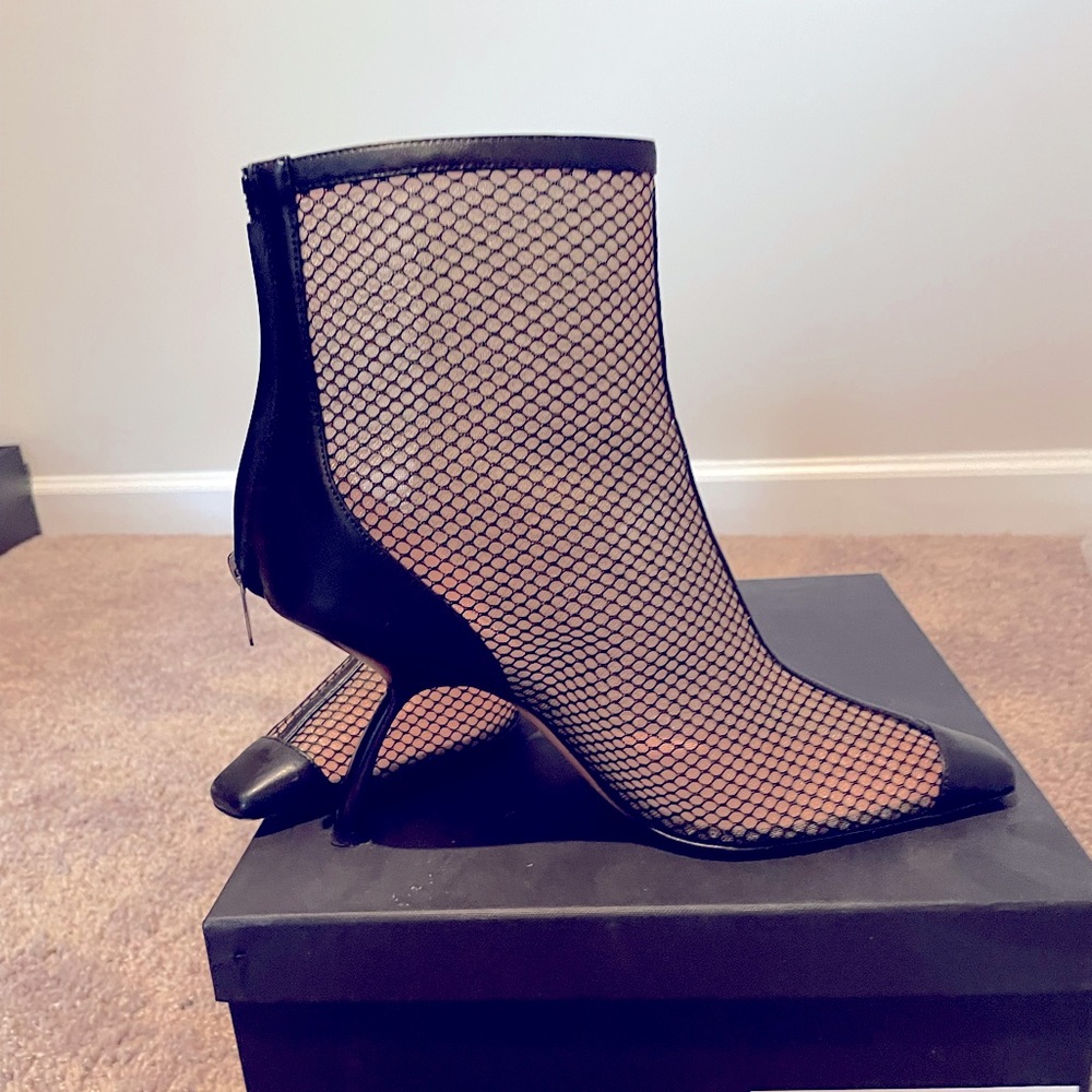 Pferi Merlin 85mm Heel Mesh Boots - Black View 4